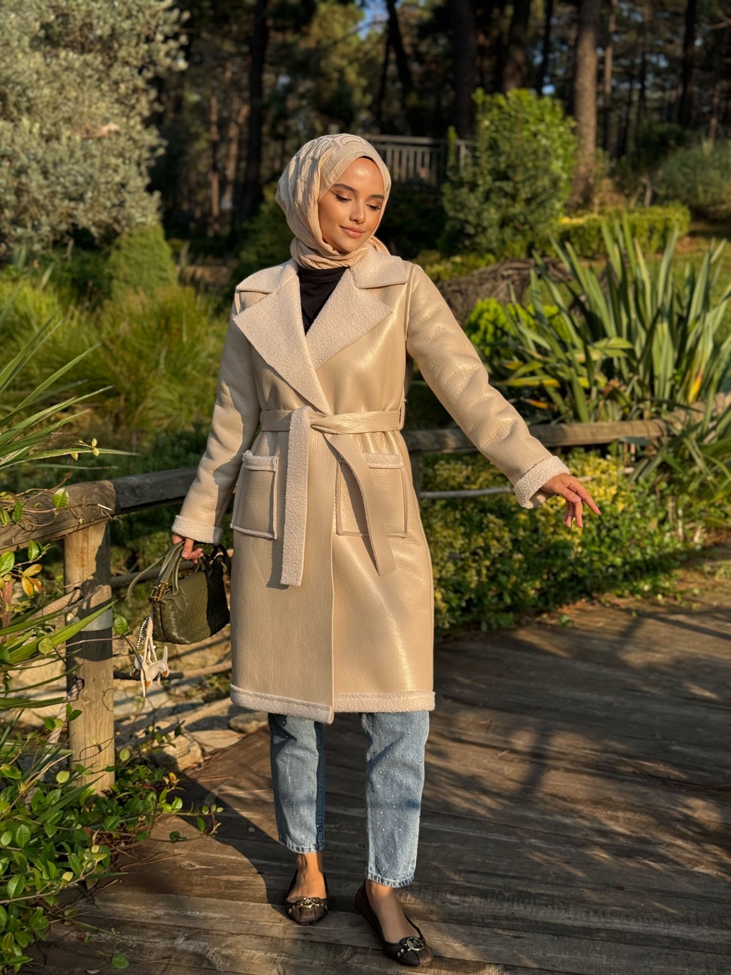 Suni Deri İçi Kürklü Kaban - Özel Fırsat!